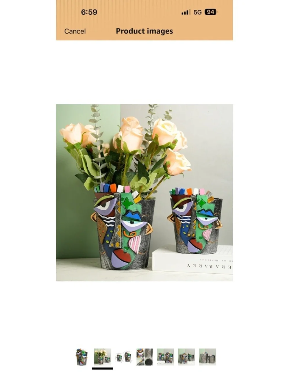 BJVF Picasso Face Planter Pot Abstract Art Colorful Flower Vase with Drainage